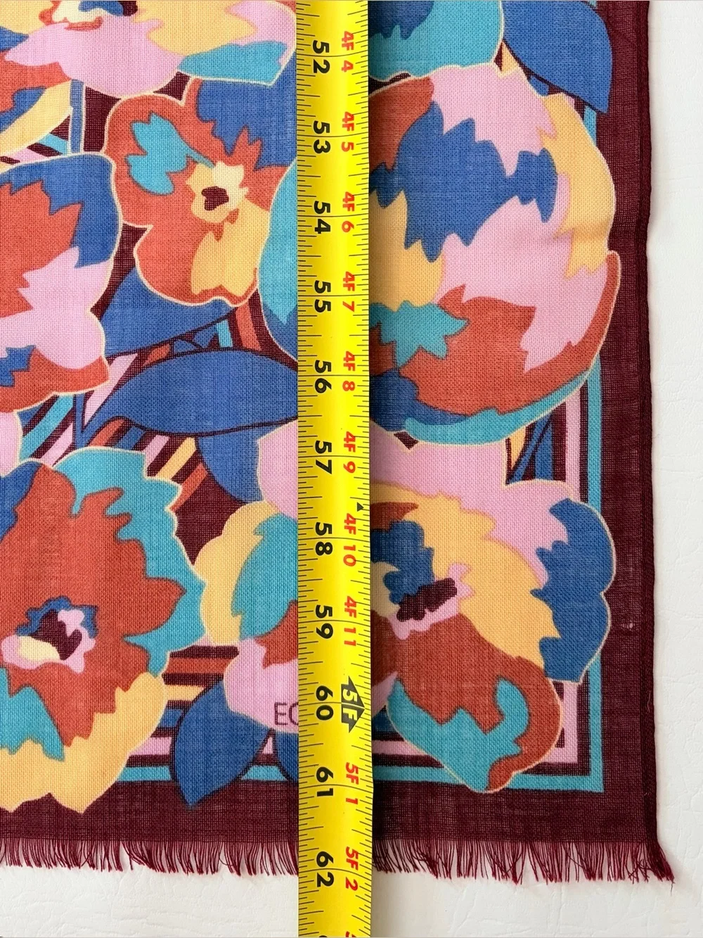 Echo Scarf Wrap Oblong 100% Wool Floral New